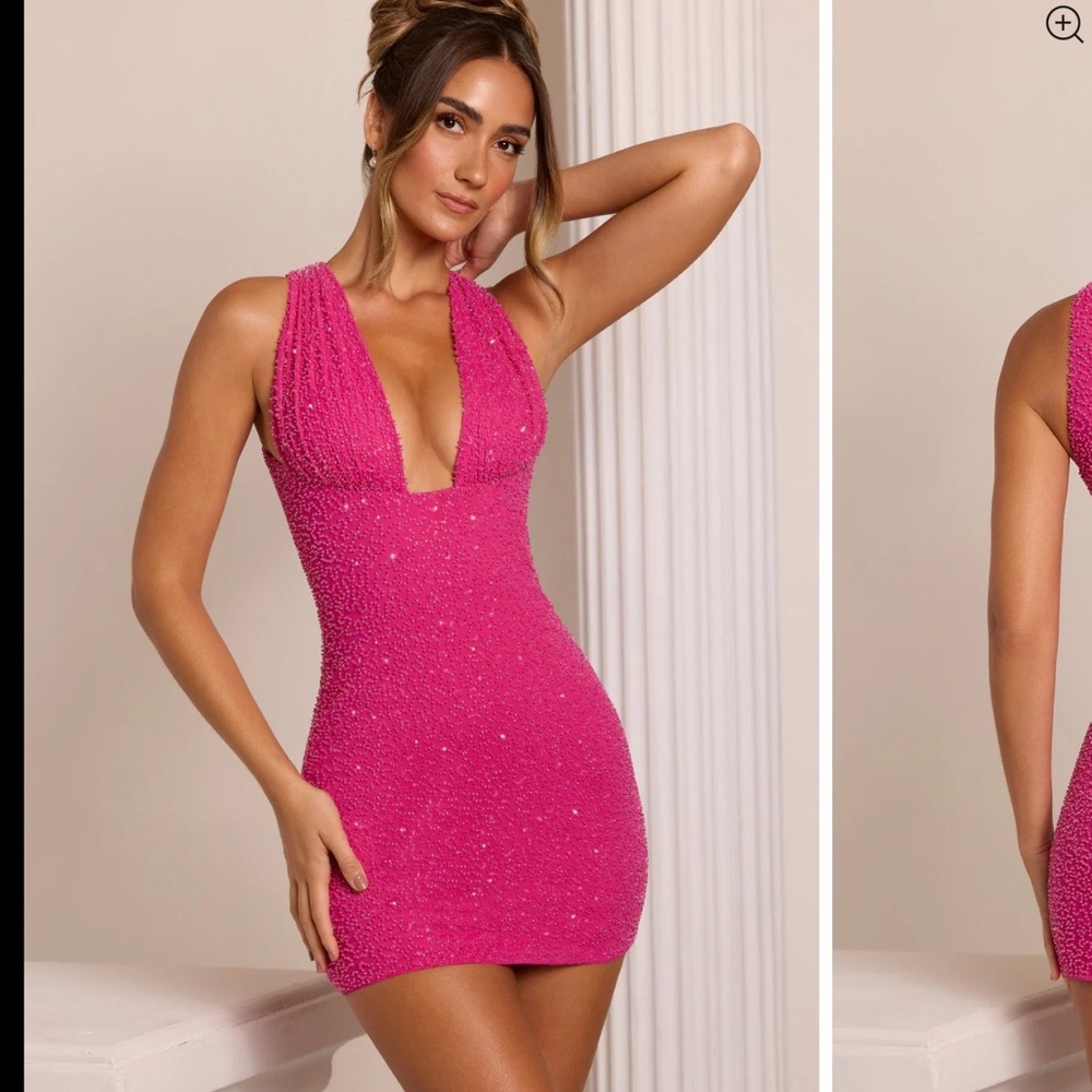 Oh Polly Pink Sequin Cassis Dress